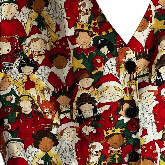 Festive Multicolor Cartoon Print Vest Christmas,Holiday Fashion - Picture 2 of 9